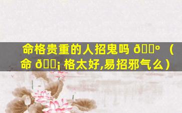 命格贵重的人招鬼吗 🌺 （命 🐡 格太好,易招邪气么）